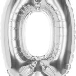Boland - Folieballon '0' zilver (36 cm) 0 - Zilver - Cijfer ballon