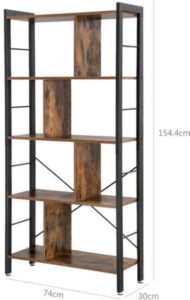 Maxenza Home LBC12BX IndustriÃ«le Boekenkast â€“ Hoogwaardig Vintage Houten Kast voor Boeken â€“ Robuust Staand Boekenstandaard met Stalen Frame â€“ Ideaal voor Thuis of op Kantoor - Afbeelding 5