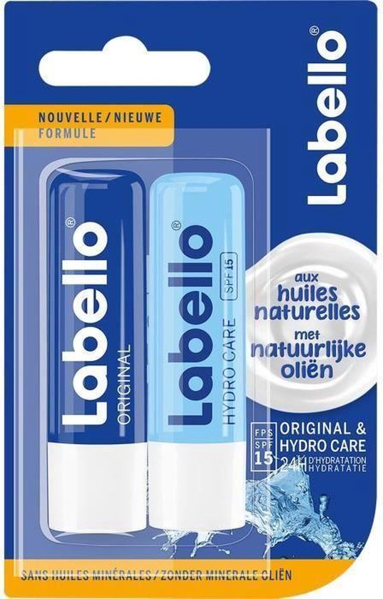537x840-1 Labello Lipbalm2x4,8gr Hydro care& Original - Afbeelding 1