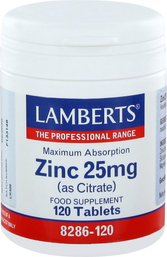 545x840-80 Voedingssupplement Lamberts Zinkcitraat 120 Stuks - Afbeelding 1
