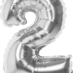 Boland - Folieballon '2' zilver (36 cm) 2 - Zilver - Cijfer ballon
