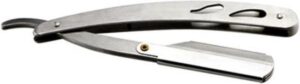 Klassiek barbiersmes: scheren als bij de kapper! Open straight edge klapmes - scheermes - razor - cutthroat van RVS roestvrij staal. Inclusief 10 vervangbare scheermesjes! - Afbeelding 2
