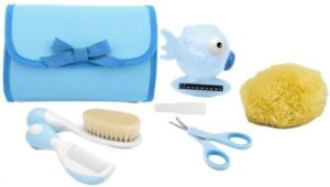 Chicco hangende toilettas met badthermometer, spons etc blauw( kraamcadeau) - Afbeelding 3