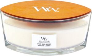 WoodWick Heartwick Flame Ellipse Geurkaars - White Tea & Jasmine - Afbeelding 4