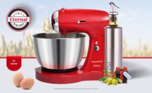 Sogo Eternal Retro Series Keukenmachine SS-14506-R - Krachtige Keukenmixer & Keukenrobot - Vintage Stijl voor de Moderne Keuken - Inclusief een Glazen Oliefles van Maxenza