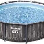 BESTWAY SteelPro Max rond bovengronds zwembad Houtdecor, 366 x 100 cm, patroonfilter, ladder, Chemconnect-diffusor