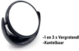 3x Vergrotende Make-up Spiegel Zwart - 18x8x19CM - Dubbelzijdig Met Standaard - - Afbeelding 2