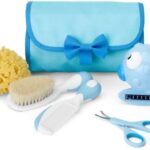 Chicco hangende toilettas met badthermometer, spons etc blauw( kraamcadeau)