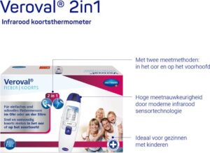 Veroval 2-in-1 infrarood koortsthermometer: voor het eenvoudig en snel meten van koorts in het oor of voorhoofd, ideaal voor gezinnen met kinderen, met 10 beschermkapjes - Afbeelding 3