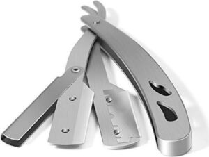 Rvs Scheermes Mannen inclusief 10 double edge scheermesjes - Barbiersmes - Shavette - Kappers Mes - Klassiek open scheermes - Klapmes - Afbeelding 2