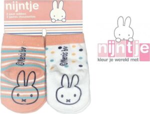 Nijntje Sokken - 12-18 Maanden - 2 Paar - Zalm Roze - Wit - Roze - MIffy - Nijntje