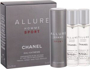 Chanel Allure Homme Sport Eau Extreme Mini Edt Concentree Spray   2 Refills 3 X 21 ml for Men