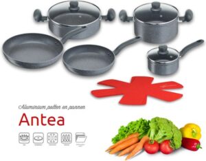 Lagostina Antea Pannenset - Hoogwaardig Aluminium Met Meteoriet Bestandsdelen - 11-Delig Voor Duurzaamheid - Geschikt voor Alle Hobbs, Behalve Inductie