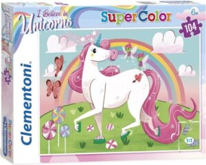 Clementoni Legpuzzel - Supercolor Puzzel Collectie - Unicorn - 104 stukjes, puzzel kinderen - Afbeelding 4