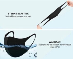 Suriv Protect Mondmaskers - Mondkapjes - Wasbaar - Herbruikbaar - 3 stuks - Zwart - Afbeelding 3