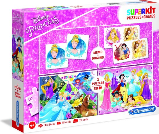 550x462-78 Clementoni - Super kit puzzel en spellen 4in1 - Disney Princess, puzzels kinderen - Afbeelding 1