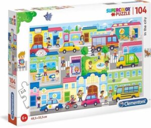 Clementoni Legpuzzel - Supercolor Puzzel Collectie - In the city - 104 stukjes, puzzels kinderen - Afbeelding 3