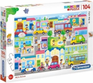 Clementoni Legpuzzel - Supercolor Puzzel Collectie - In the city - 104 stukjes, puzzels kinderen