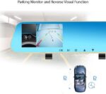 Full HD auto dashcam spiegel, autoblackbox DVR, voor en achter camera. - Afbeelding 2