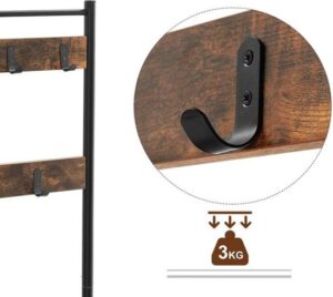 Maxenza Home Kapstok met Schoenenrek en Plank - Staande Garderobe in Industriële Stijl - Afbeelding 3