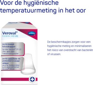 Veroval 2-in-1 infrarood koortsthermometer: voor het eenvoudig en snel meten van koorts in het oor of voorhoofd, ideaal voor gezinnen met kinderen, met 10 beschermkapjes