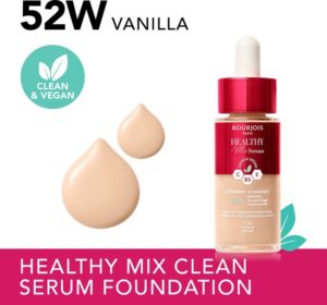 Bourjois Healthy Mix - 52 - Vanilla, Serum Foundation, laat de huid onmiddellijk stralen, hydrateert tot 24 uur lang, vegan formule, dauwachtige finish, houdt de hele dag lang, 30 ml - Afbeelding 2