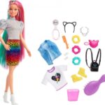 Barbie Leopard Regenbooghaar Barbiepop - Modepop