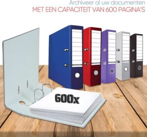 5 Ordeners - Maxenza Ordner met Hefboom A4 - 5 Ordners - 70 mm Rug - 80mm Mechaniek - 31.5 x 28.50 x 7cm - Afbeelding 3