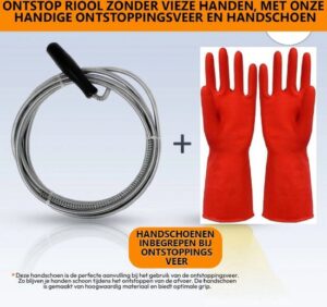 Maxenza Ontstoppingsveer - Rioolontstopping - Afvoerontstopper - Gootsteenontstopper - Handschoenen - 5 Meter - Afbeelding 13