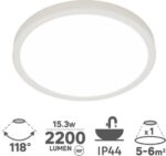 Inspire LED Plafondspot Manoa - Met Dimfunctie - 22,8cm - 2200lm -3000K/4000K (IP44) 15.3W - Wit