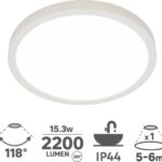 Inspire LED Plafondspot Manoa - Met Dimfunctie - 22,8cm - 2200lm -3000K/4000K (IP44) 15.3W - Wit