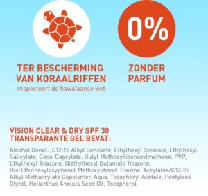 Vision Clear & dry Zonnebrand gel SPF 30 - Factor 30 - 180 ml - Afbeelding 3