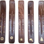 Wierookplankje - Wierookhouder plankje - Bruin met gouden messing - Assorti - Extra dik en stevig