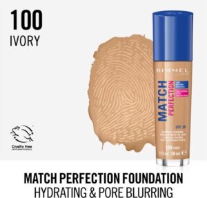 Rimmel London Match Perfection Foundation - 100 Ivory - Beige - Afbeelding 3