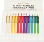 12 Taartkaarsjes met Gekleurde Vlammetjes – 10x2x2cm | Verjaardagskaarsjes | Taartdecoratie Feestkaarsjess | Kaarsen