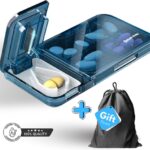 Pillensnijder | Pillenslijter en Pillenhouder van Snij&Slik â€“ Innovatief 2-in-1 Ontwerp en een Slimme Oplossing Door zijn Gebruiksgemak | Veiligheid | Duurzaam en Compact | Formaat van 11,9 x 6,3 x 1,8 cm | Blauw |