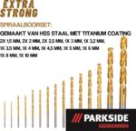 Parkside Performance HSS-Staalborenset Titaan Gecoat Voor Extreem Hoge Standtijden - Inclusief Opbergkoker van Kunstof - 15 delig - Afbeelding 2