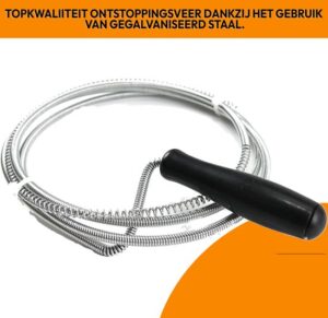 Ontstoppingsveer 3 Meter inclusief een 1 Paar Handschoen van Maxenza - Rioolontstopping - Afvoer Ontstoppen - Verstopte Gootsteen - Afbeelding 2