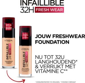 L’Oréal Paris Infaillible 32H Fresh Wear Foundation - 110 Rose Vanilla - Langhoudende Foundation met SPF - Afbeelding 3