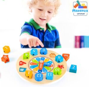 Maxenza PH051006 Glow In The Dark Educatieve 3-in-1 Houten Klok Voor Kinderen Vanaf 3 Jaar - Afbeelding 6