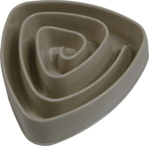 Maxenza Anti-Schrok Driehoek Voerbak voor Honden - Traag Voeden voor Betere Spijsvertering - Beige