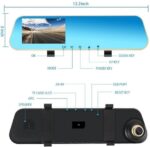 Full HD auto dashcam spiegel, autoblackbox DVR, voor en achter camera. - Afbeelding 7