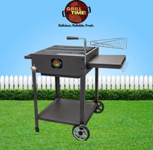 Maxenza Grill Time Houtskoolbarbecue Cowboygrill - Verstelbare BBQ met Thermometer, Opklapbaar Dienblad & Wielen - Afbeelding 2