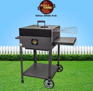 Maxenza Grill Time Houtskoolbarbecue Cowboygrill - Verstelbare BBQ met Thermometer, Opklapbaar Dienblad & Wielen - Afbeelding 3