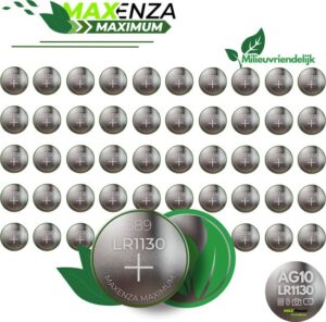 Maxenza Maximum LR1130, AG10 Knoopcel Batterijen Mega Bundel 50 Stuks - "Eindeloze Energie" "Superieure Prestaties" "Milieuvriendelijk" en "Grootverpakking"