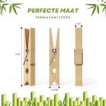 Maxenza Houten Wasknijpers - Wasknijpers - Knutselen - Bamboe - Met een wasknijperzak - 120 Stuks - Afbeelding 2
