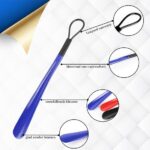 Maxenza Schoenlepel Kunststof met Poetsborstel - Schoenlepel met Poetsborstel -39 cm Kunststof Schoenlepel - Poetsborstel Schoenlepel - Blauw - Afbeelding 2