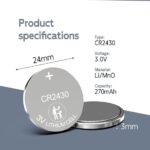 Maxenza CR2430 Lithium Knoopcel 3V - 15 Stuks - Afbeelding 3