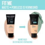Maybelline New York - Fit Me Matte + Poreless Foundation - 115 Ivory - Medium Dekkende Foundation met Matte Finish voor de Normale tot Vette Huid - 30 ml