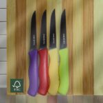 Maxenza Houten Snijplank (30x20x1,5 cm) & 4 RVS Fruitmessen (17 cm) Set - Premium Keukenaccessoires - Snijplank Hout - Afbeelding 2
